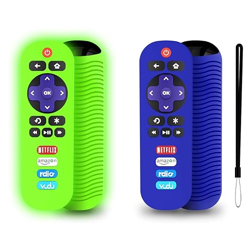 2 Pack Silicone Case for TCL Roku TV RC280 Remote, Protective Universal Replacement Lightweight Shockproof TCL Roku TV Remote Cover with Lanyard