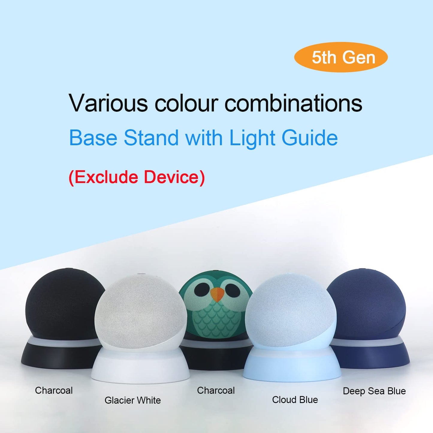 C YECEN Table Stand for Echo Dot 5th & 4th Generation, Desktop Holder Mount,Base Bracket with Light Guide and with Built-in Cable Management,Cloud