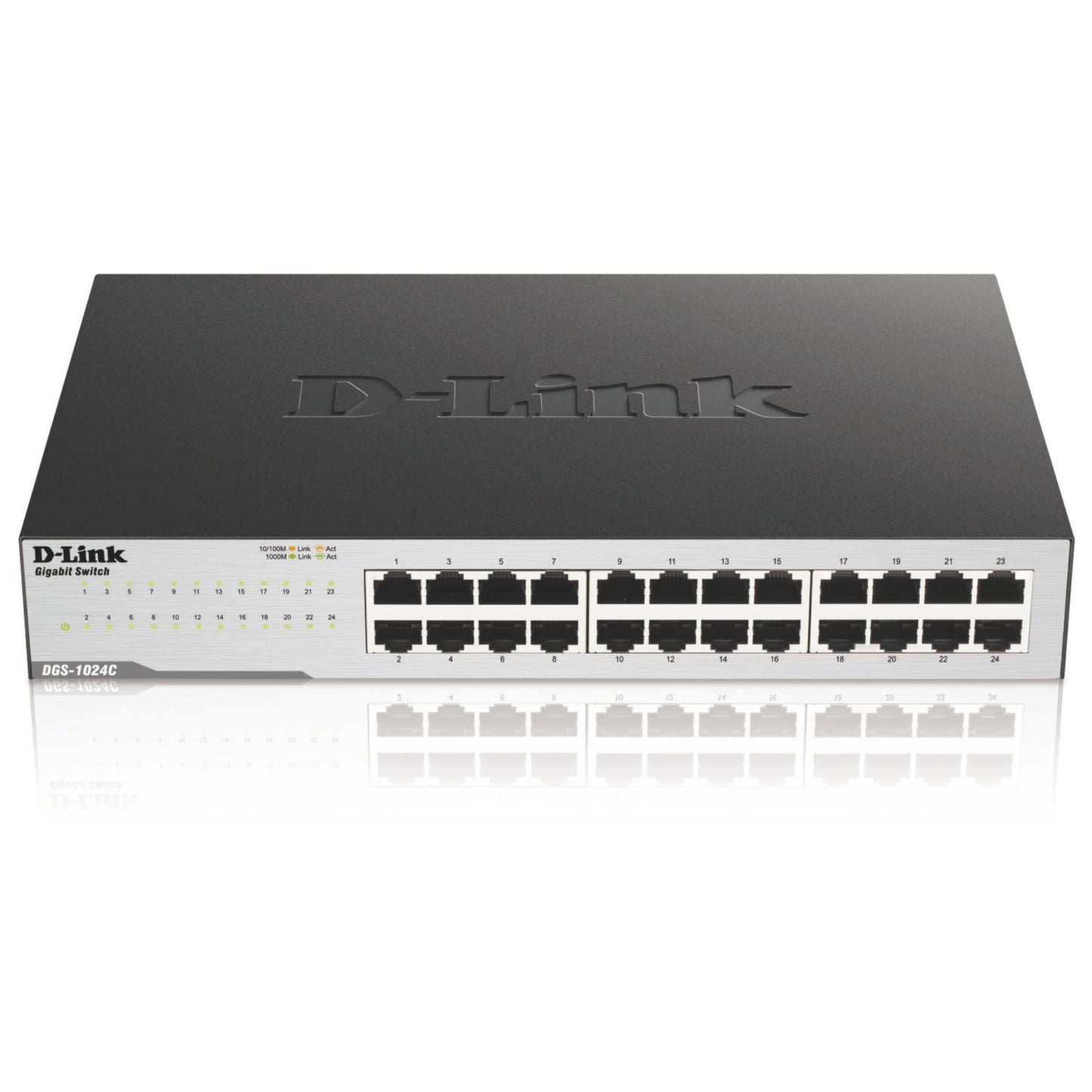 D-Link Ethernet Switch, 24 Port Gigabit Unmanaged Network Internet Hub Desktop Rackmount, Plug N Play (DGS-1024C),Black