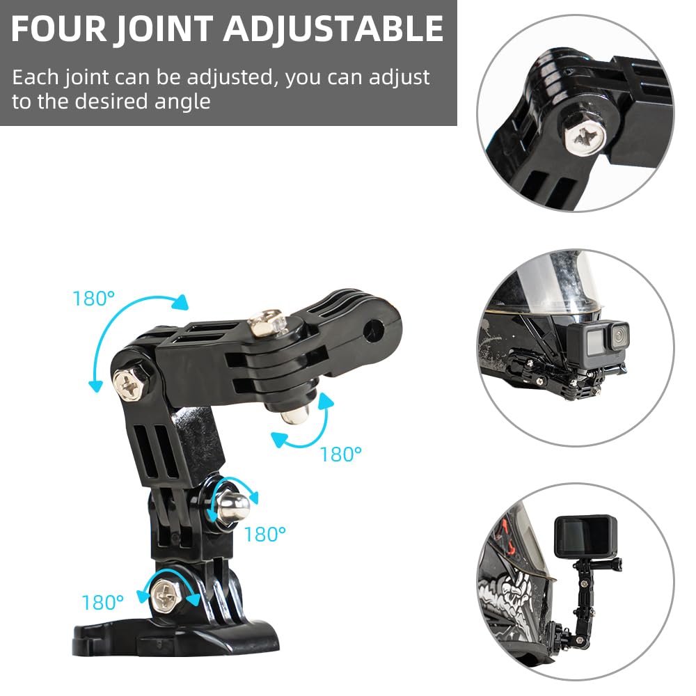 SUREWO Motorcycle Helmet Chin Mount Kits Compatible with GoPro Hero 13 12 11 10 9 8 7 6 5 Black,DJI Osmo Action 5 pro/4/3/2/AKASO/Campark/YI Action