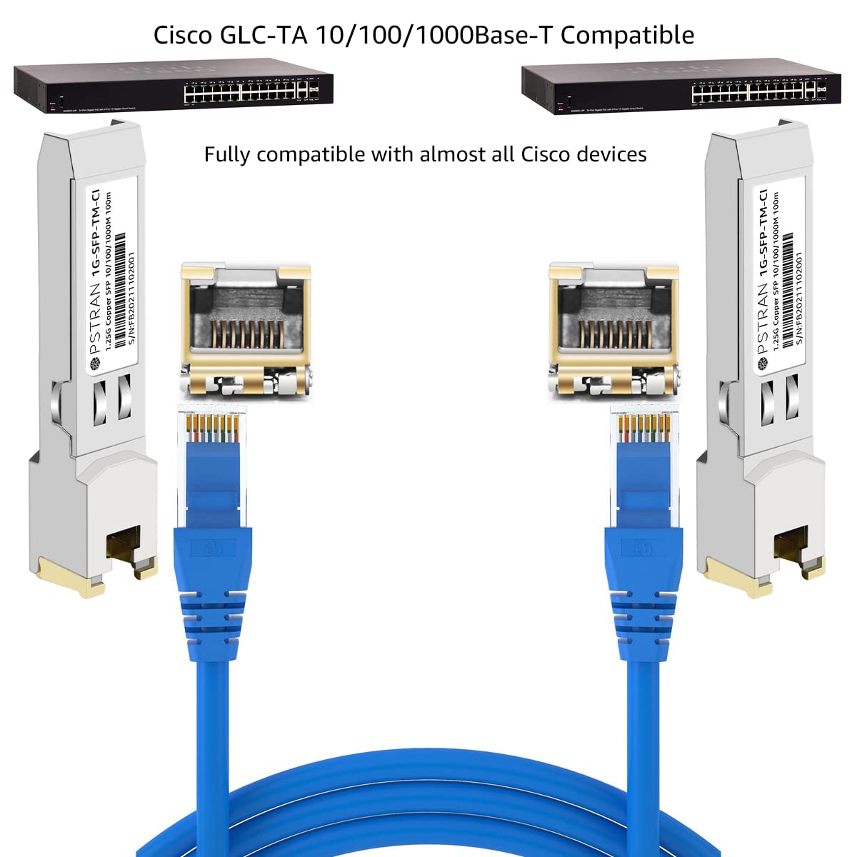 OPSTRAN 10/100/1000BASE-T SFP SGMII Copper Transceiver Module Compatible with Cisco GLC-TA RJ45 100m Cat5e/6