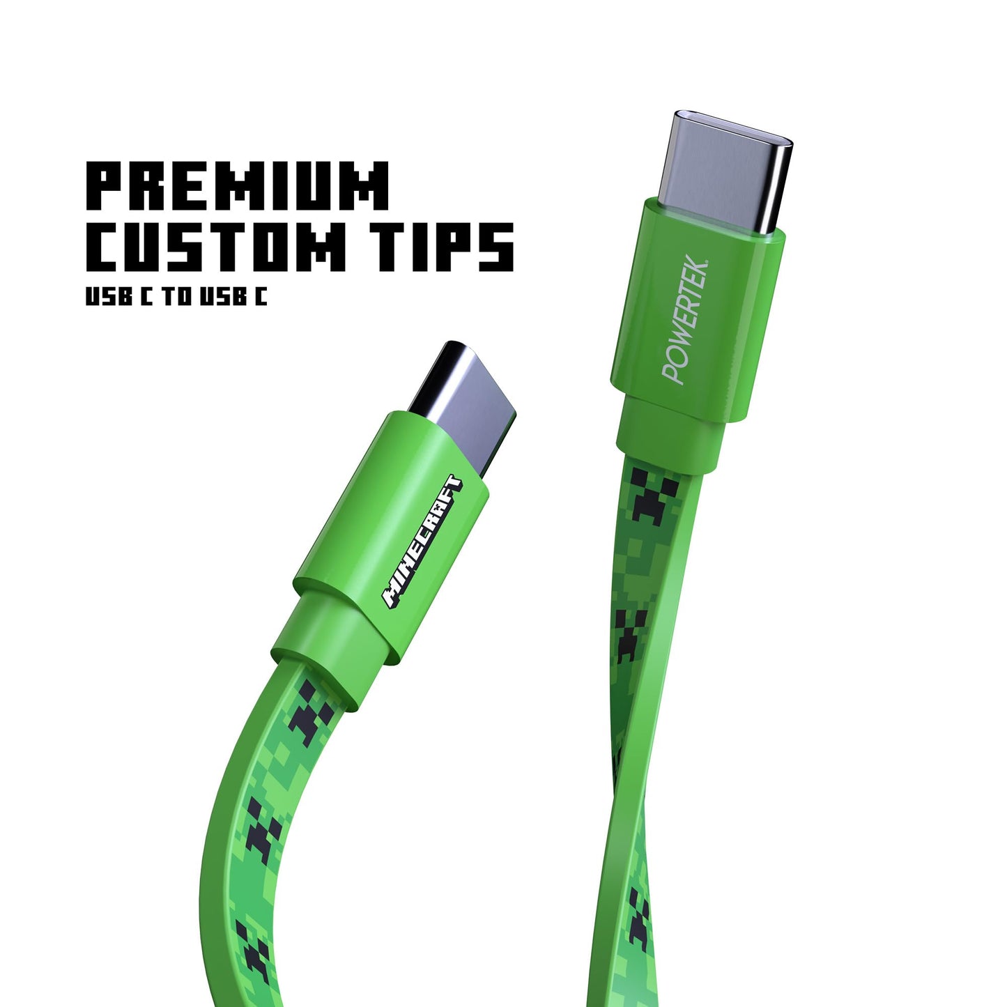 LIQUIPEL Powertek Minecraft Charging Bundle USB-C to C Cable and Wall Charger (Creeper)