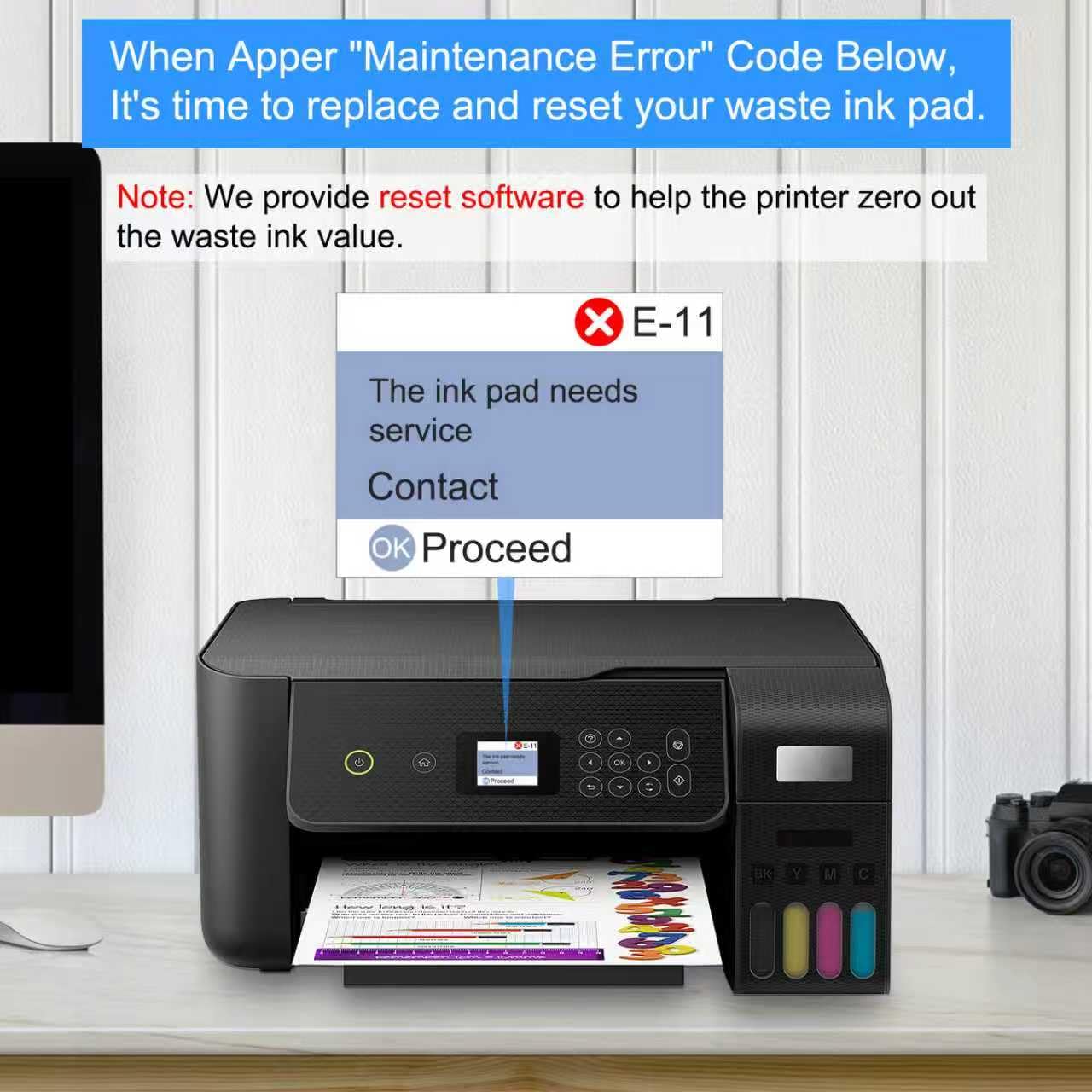 imtfzct 4pcs Waste Ink Pad Replacement with Zeroing Software, Compatible for ET-2800 ET-2803 ET-2400 ET-2720 ET-4700 ET-2711 ET-4800 L3110 L3250 L3150