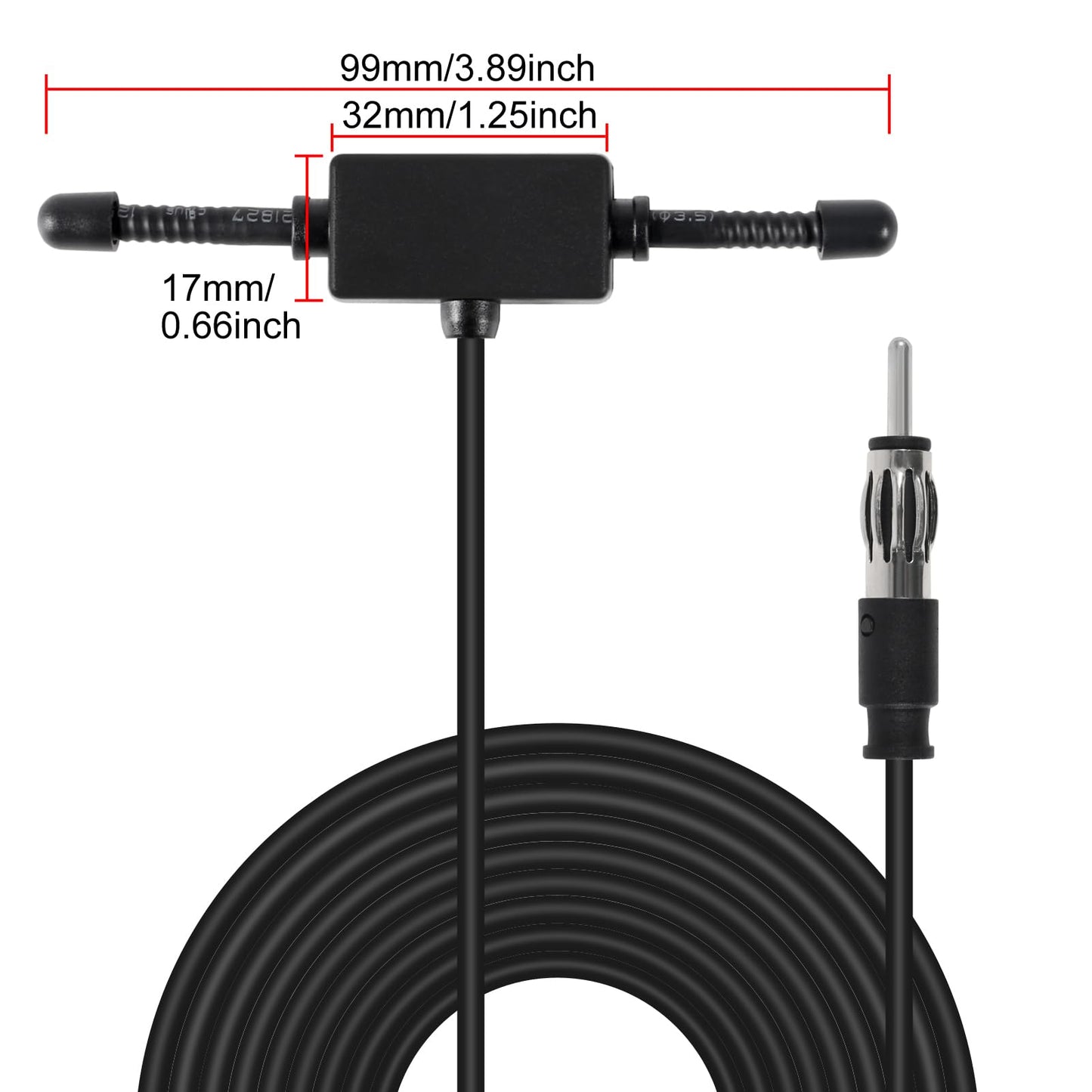 AEDIKO Car Stereo AM FM Dipole Antenna Hidden Adhesive Mount AM FM Radio Antenna DIN Plug Connector for Vehicle Car Truck SUV Radio Stereo Head Unit