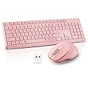 Wireless Silent Keyboard Mouse Combo, Ultra-Slim USB Keyboard Silent Mouse Set, Water-Dropping Keycaps, 12 Shortcuts, 2.4GHz Wireless Connection