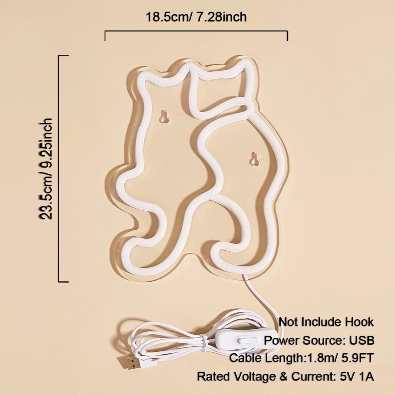 Dog & Cat LED Neon Sign Leaf Frog Neon Lights for Bedroom USB Powered Wall Mounted Neon Signs For Room 3D Wall Art Wedding Party Living Room