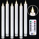 yunsheng 11 Inches Flameless Taper Candles Flickering with Remote & Timer, Set of 6 Battery Operated LED Window Candles, White Plastic LED Candlestick
