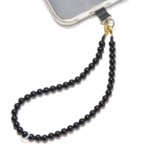 Aluckiss 8mm Agate Beaded Phone Wrist Strap for Women Men Stone Beads Charm Handmade Cellphone Chain Lanyard with Tether Tab, Camera Lanyard