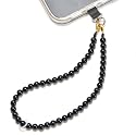 Aluckiss 8mm Agate Beaded Phone Wrist Strap for Women Men Stone Beads Charm Handmade Cellphone Chain Lanyard with Tether Tab, Camera Lanyard