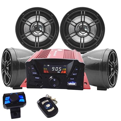 XYC UTV,ATV, Anti-Theft Bluetooth Motor Remote 3.34" Motorcycle Bluetooth Wireless Speaker MP3 Music Player Sound Audio Stereo Amplifier (Black)