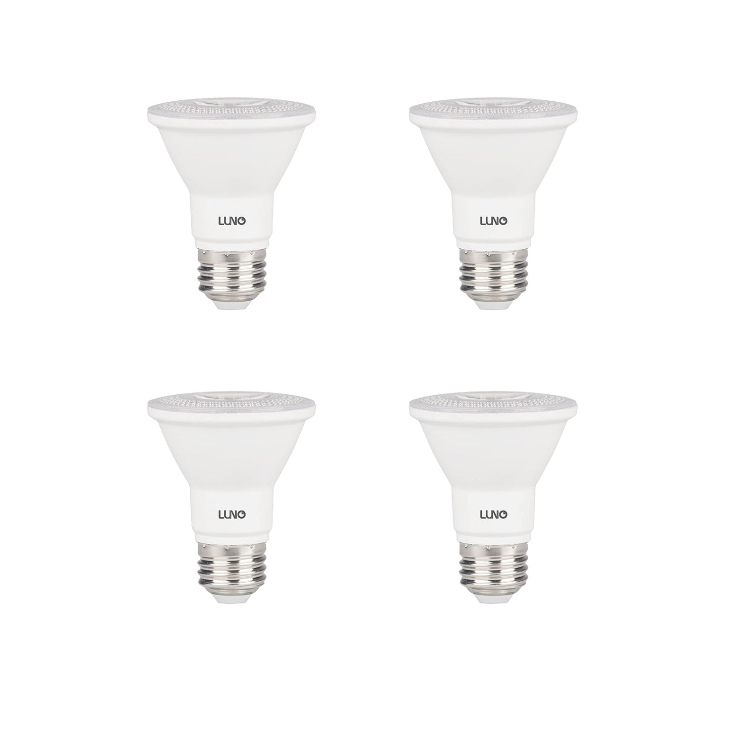 LUNO PAR20 Dimmable LED Bulb, CRI 90+, 8W (50W Equivalent), 500 Lumens, 4000K (Neutral White), Medium Base (E26), UL Listed (4-Pack)