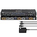 KVM/USB Mode KVM Switch 2 Monitors 2 Computers with Audio, ANXQQ 8K@30Hz 4K@144Hz USB 3.0 Dual Monitor KVM Switch Displayport, Share 4 USB Devices