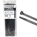 Kable Kontrol Cable Ties with Metal Tooth, 11 Inch 100 Pcs, 120 Lbs Tensile Strength, Metal Pawl, Stainless Steel Toothed Self-Locking Device, UV