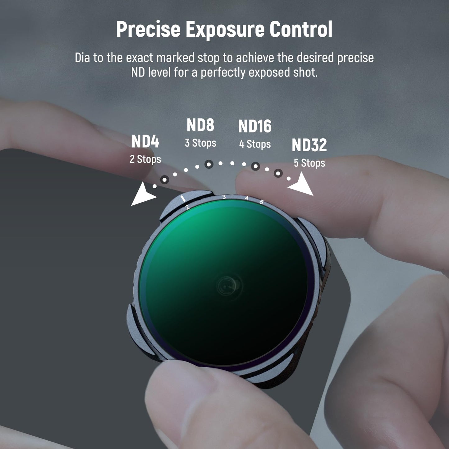 NEEWER Variable ND Filter Compatible with GoPro 13 12 11 10 9, ND4-32 2-5 Stops Screw On Adjustable ND Filter with Multicoated HD Optical Glass, Slim
