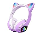 YUSONIC Kids Bluetooth Headphones, Kids Wireless Headphones with Microphone, HiFi Stereo Foldable Lightweight Headset (Lilac)