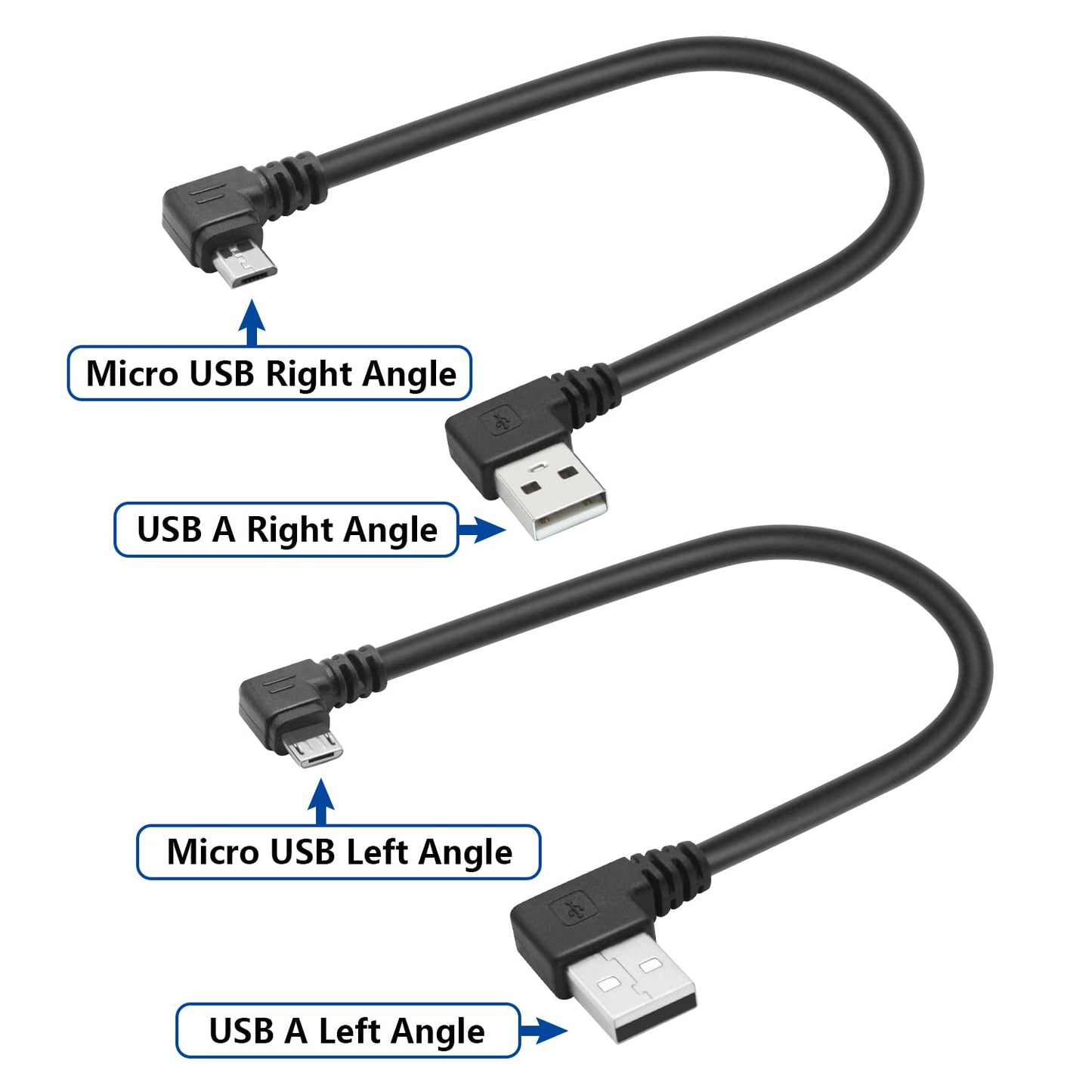 Maixbomr 90 Degree Micro USB Cable,25cm USB A Left Angle to Micro USB Left Angle Charging and The Data Transfer,for Phone and Dash