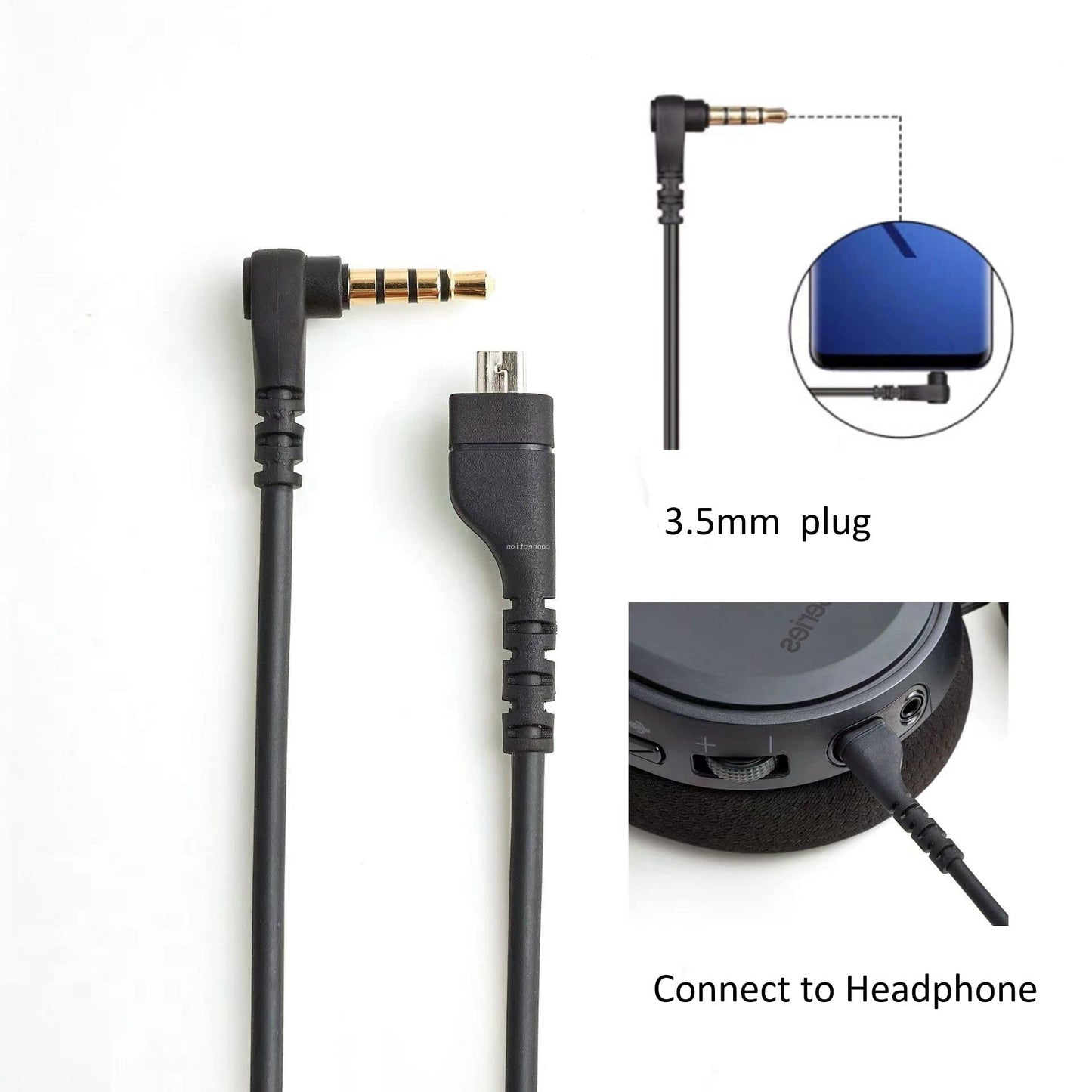 Cypher.V 1.6m Replacement Cable Cord for SteelSeries Arctis Pro/7/5/3, Male to 3.5mm Adapter, Compatible with PS4, Xbox, PC, Mobile, RGB Symphony