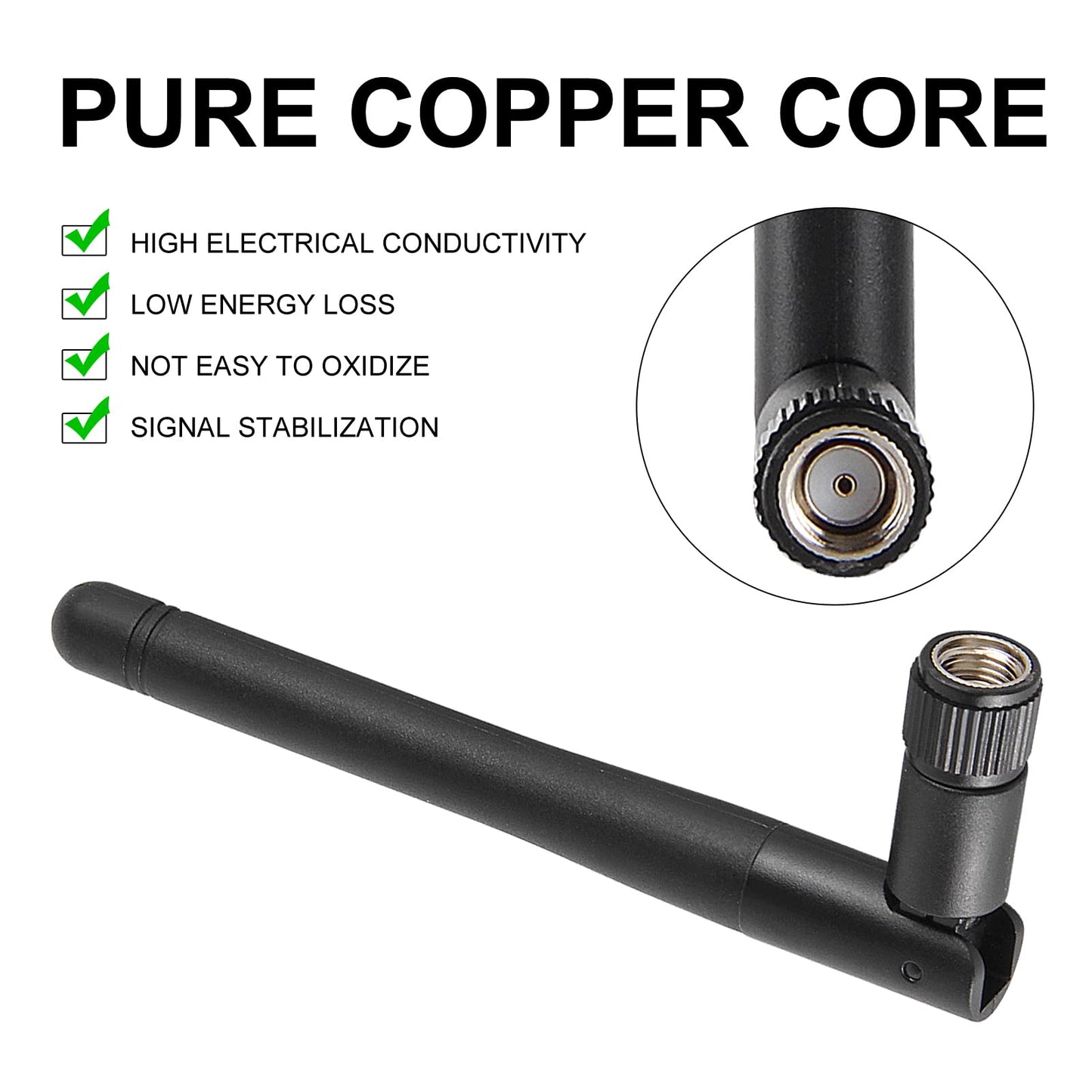2Pcs Dual Band 3dBi WiFi Antenna 2.4GHz 5GHz 5.8GHz RP-SMA Male Bluetooth Antenna for USB Adapter Camera Video Surveillance Monitor PC Computer WiFi