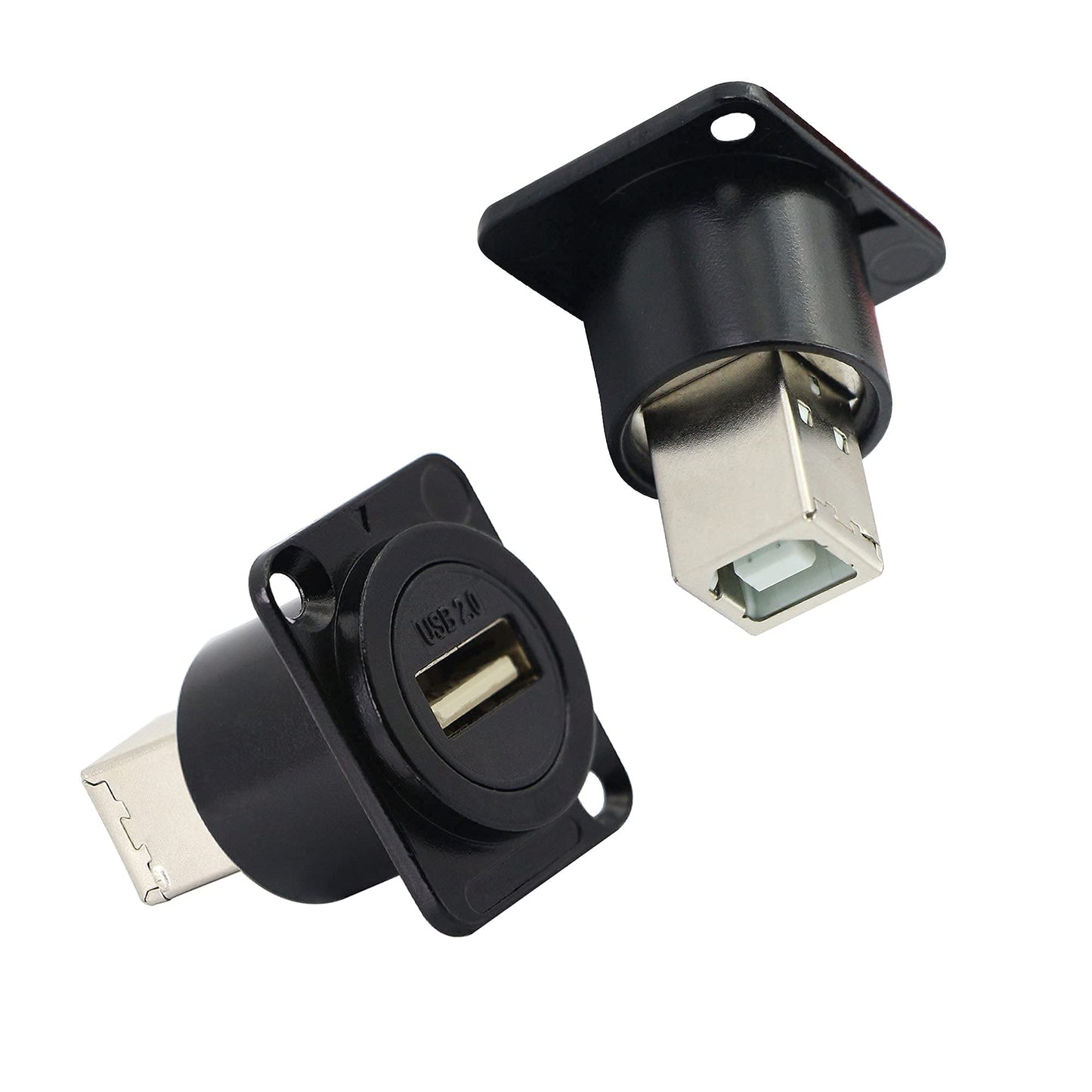 QIANRENON D-Type Panel Mount Coupler USB 2.0 to USB B Female-to-Female Panel Fixed Pass-Through Module Converter Printer Scanner Adapter Extender