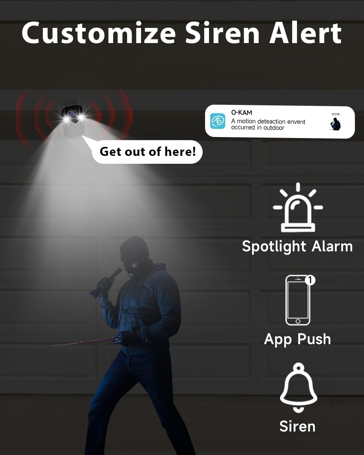 Rraycom 3Pack 2.4G Security Cameras Wireless Outdoor,2K Battery Powered AI Motion Detection Siren Alarm WiFi Home Indoor Camera, Color Night Vision