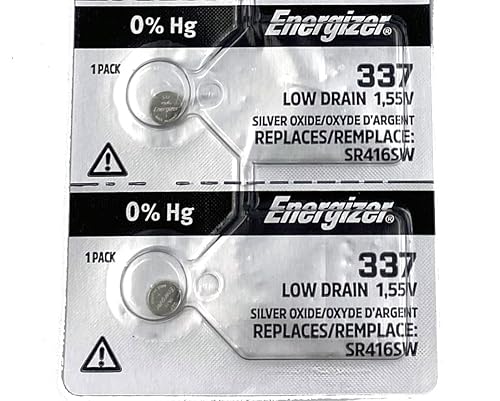 Energizer 337 SR416SW Button Cell Silver Oxide Watch Battery Pack of 2 Batteries