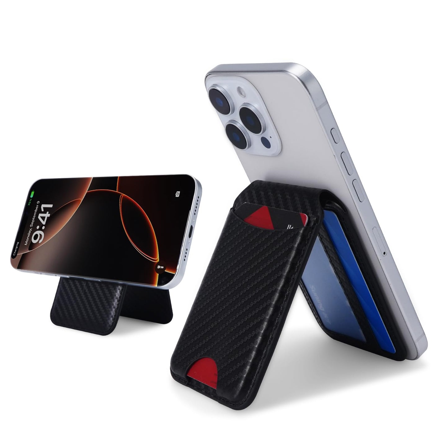for MagSafe Wallet with Adjustable Stand,Stronger Magnetic Wallet for iPhone,3 Individual Card Slots Holder,Open ID Window,Vegan Leather RFID wallet