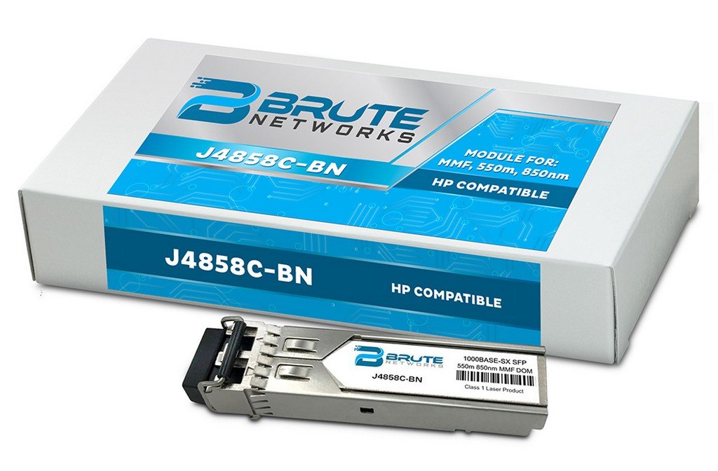 Brute Networks J4858C-BN - 1000BASE-SX 550m MMF 850nm SFP Transceiver (Compatible with OEM PN# J4858C)