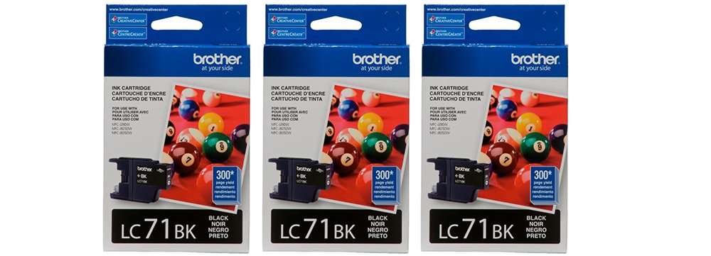 Brother Printer bALxk LC71BK Standard Yield Ink, Black (3 Pack)