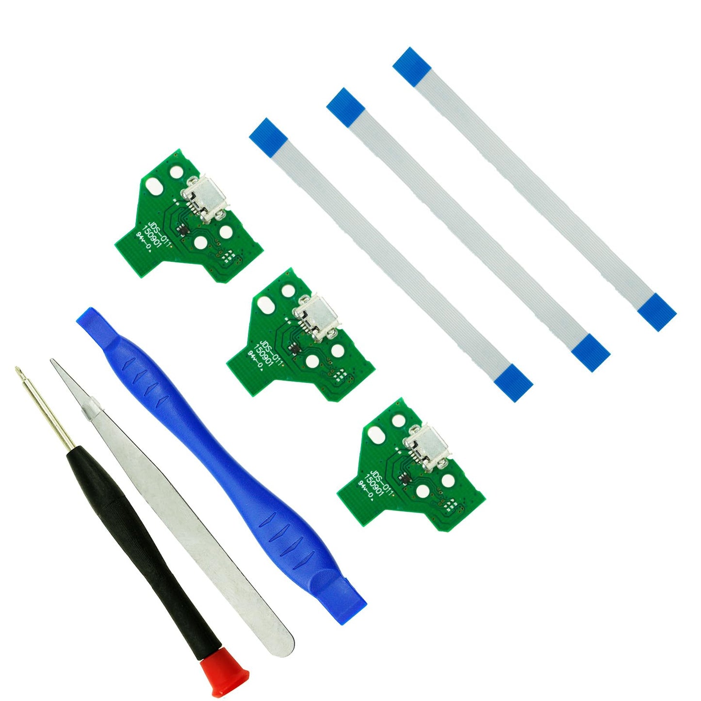 CTHTBZ 3PCS JDS-011 Assembly Replacement Charging Port for PS4, Charger Socket Board Connector Module for PlayStation PS4 Controller,Screwdriver, Flex