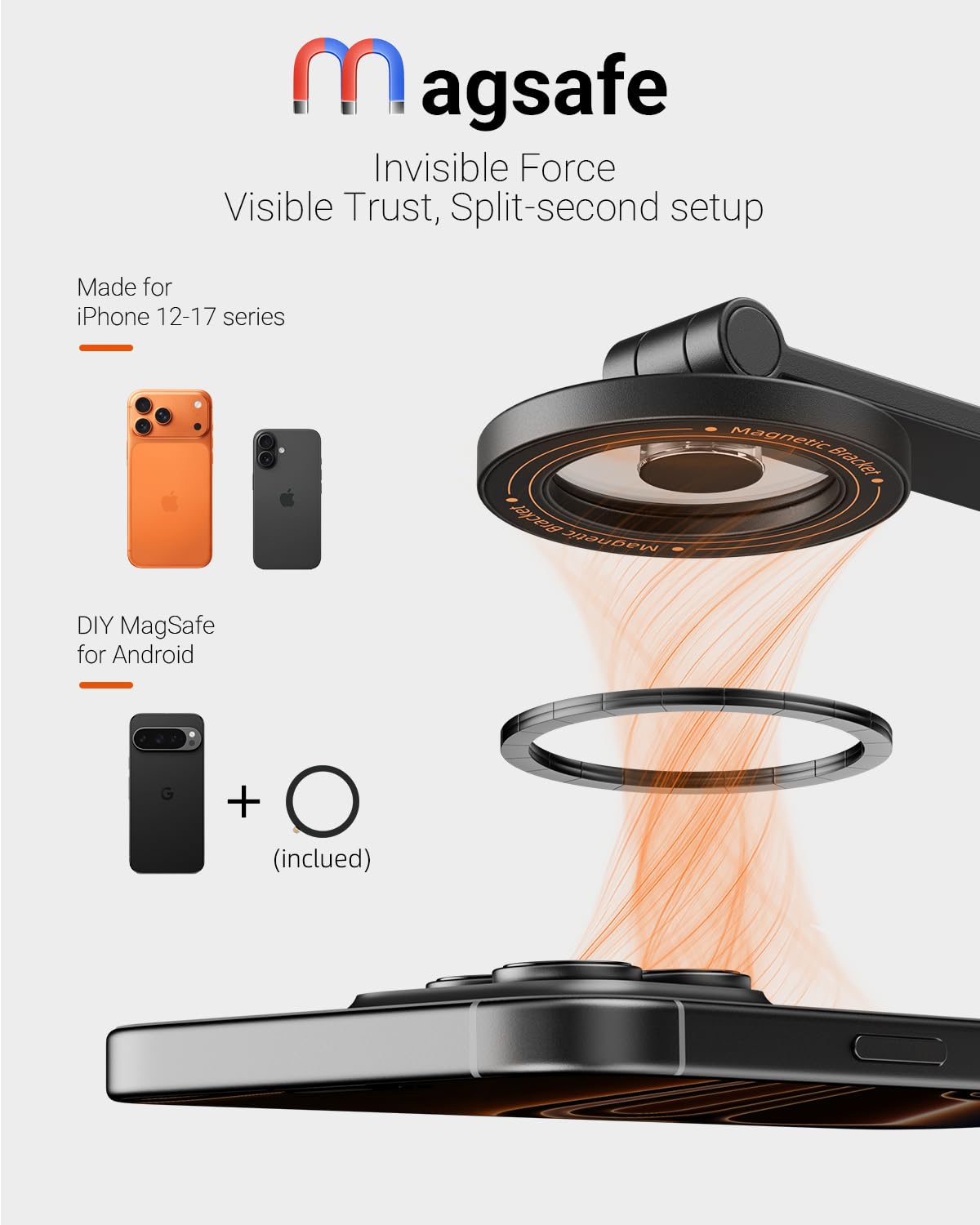 VIMOSE Phone Tripod, Tripod for iPhone with Remote & Strong Magnetic Holder for Magsafe, Stable Cell Phone Tripod for Video Recording, Essential