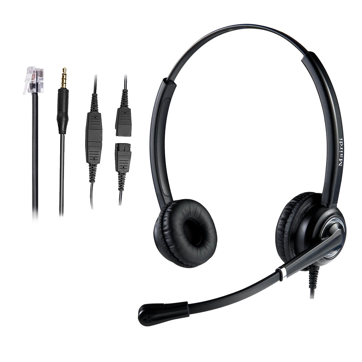 MAIRDI Phone Headset with Microphone Noise Canceling, RJ9 Headset for Landline Deskphone Call Center, Office Headset for Yealink