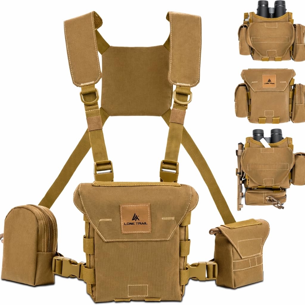 Waterproof Binocular Harness Chest Pack - Lightweight Bino Harness With Rangefinder Pouch, Binocular Case Chest Harness with Silent Magnetic Closure