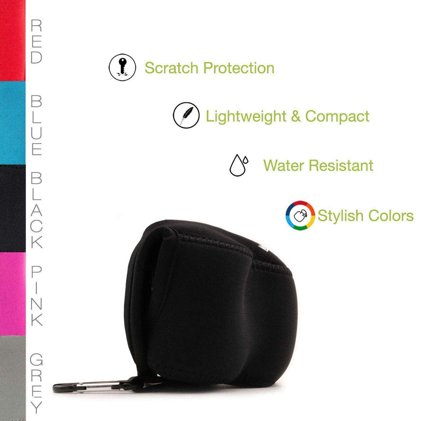 MegaGear ''Ultra Light'' Neoprene Camera Case Bag With Carabiner For Panasonic Lumix Dmc?Lx100 Digital Camera (Black)