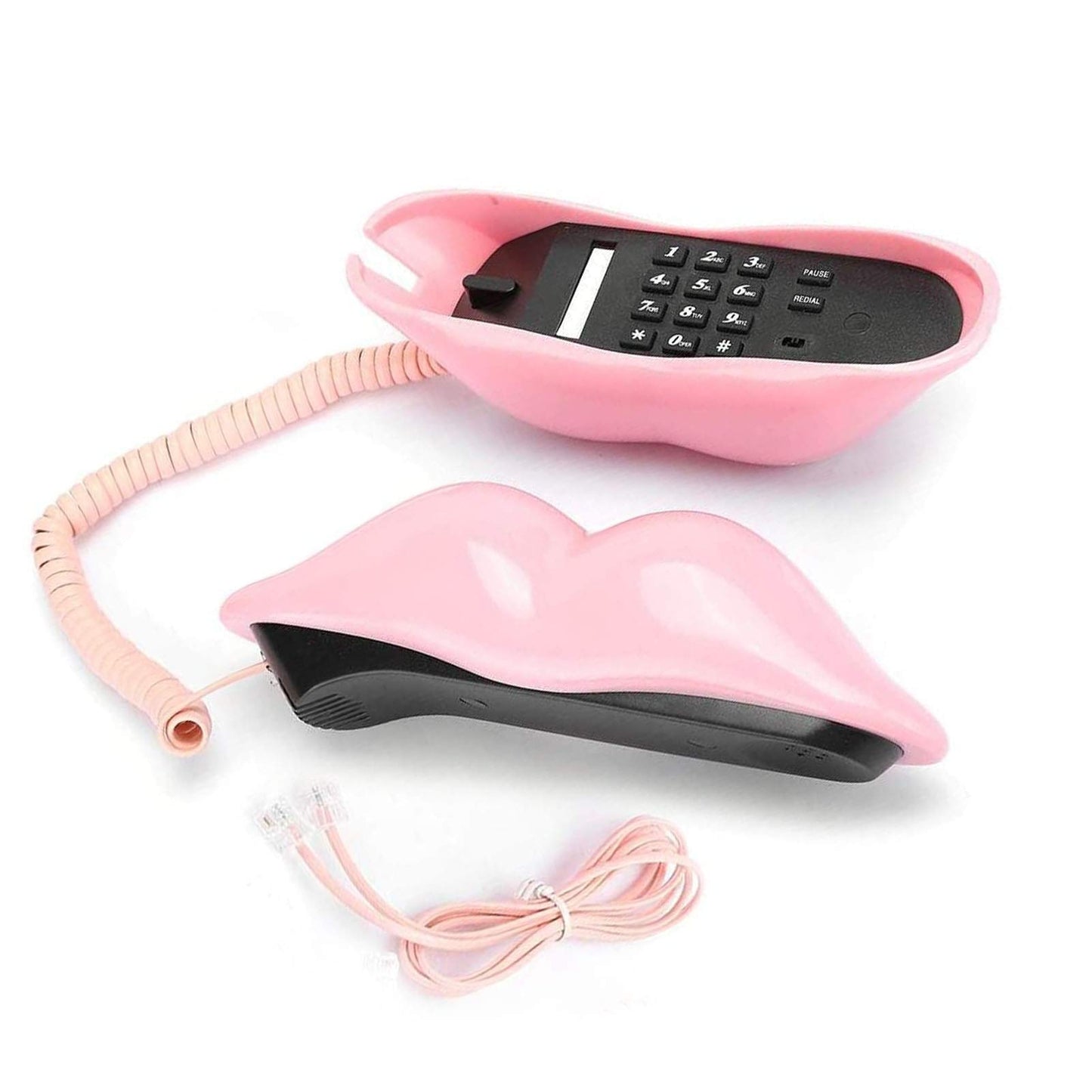 CHENJIEUS Lip Telephone, Advanced Home Telephone, Interesting Mouth Lip-Shaped Telephone, Electroplating Wire Phone Home Decoration, for Families