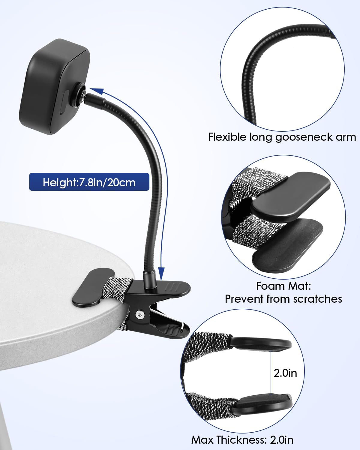 2 Pack Flexible Clip Clamp Mount Compatible with Blink Outdoor 2K+/ Outdoor 4/(3rd Gen) XT3/Blink XT/XT2/Mini, Clip Holder with 7.8 inches Gooseneck