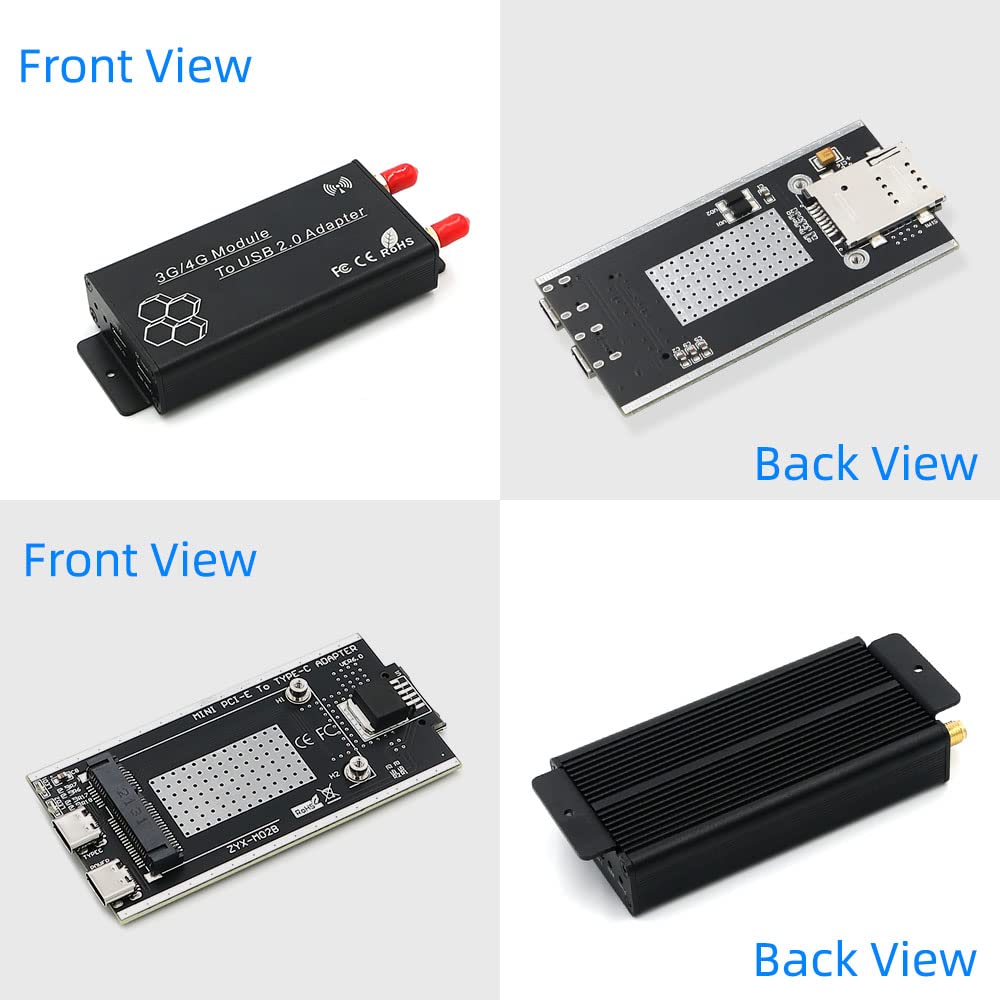 HLT Mini PCI-E to USB 2.0(Type C) Adapter with SIM Card Slot and Auxiliary Power Interface for WWAN/LTE Module