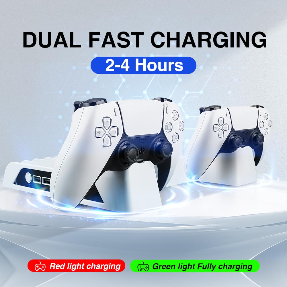 TECTINTER for PS5/Pro/Slim Stand and Cooling Station,3-Level PS5 Cooling Station,Charger for PlayStation 5&Edge Controller,Design for PlayStation