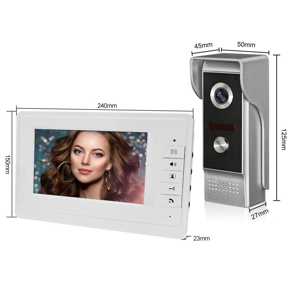 LIBO 7" Video Intercom Wired Home Video Door Entry System, One Indoor Monitor with One Outdoor Camera, Waterproof Rainproof IR Night Vision, Two-Way