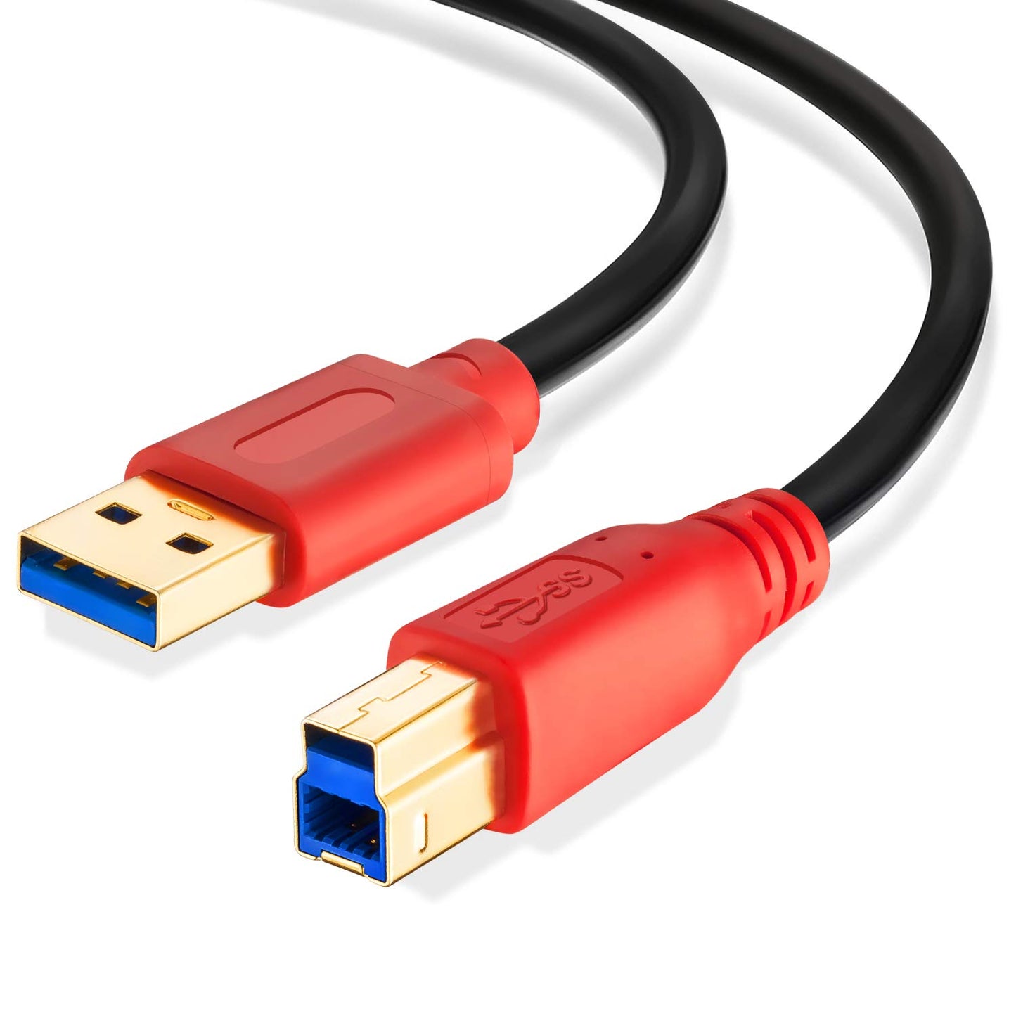 Tan QY USB 3.0 Cable A Male to B Male 1Ft, Type A to B Male Compatible with Hard Disk Drive,Printers,Scanner,USB Hub,Monitor and More (0.3M/1Ft)