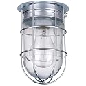 Canarm Outdoor Silver Barn Light, Industrial Wall or Ceiling Mount Sconce, 7-Inch Damp Rated Fixture for Porch, Patio, or Entryway