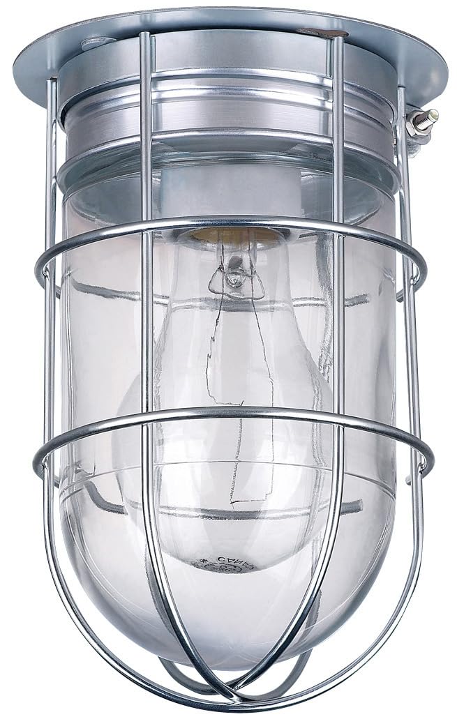 Canarm Outdoor Silver Barn Light, Industrial Wall or Ceiling Mount Sconce, 7-Inch Damp Rated Fixture for Porch, Patio, or Entryway