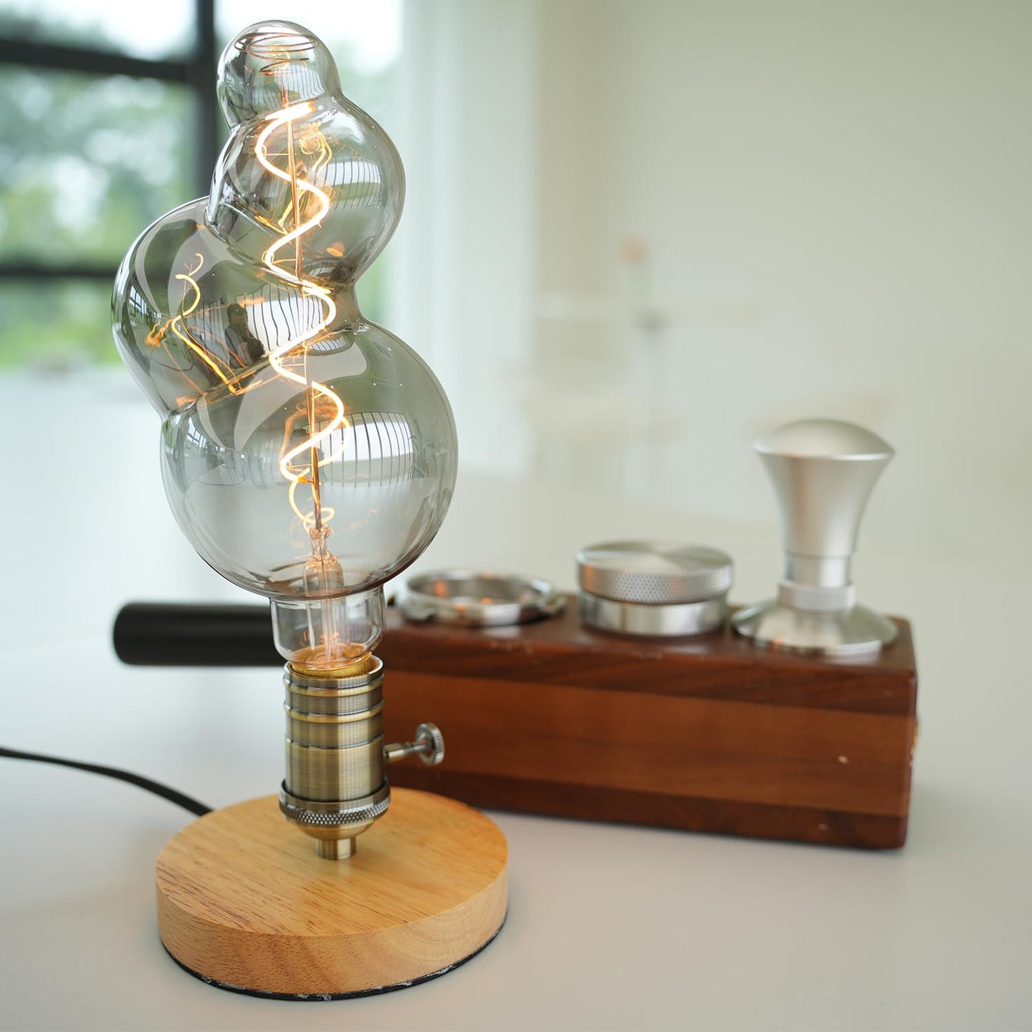 BollyLite G40 LED Edison Bulb, Smoke Gray Hand-Blown Hard Glass, 4W (25W Incandescent Equivalent), 110-130V, E26, 2000K Warm Yellow Light, 200LM