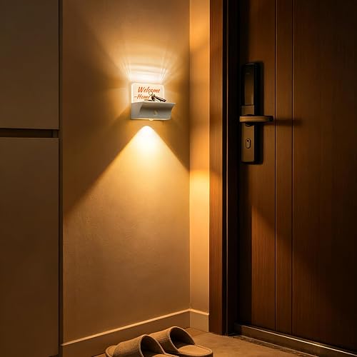 Valytime USB Rechargeable Motion Sensor Wall Light for Entryway, Magnetic Mount No Wiring, Up & Down Lighting 3 Color Temperatures, DIY Message Panel