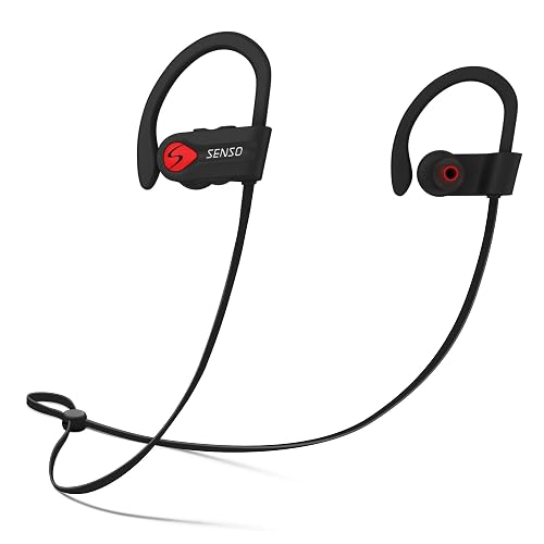 Senso Bluetooth Headphones, Best Wireless Sports Earphones w/Mic IPX7 Waterproof HD Stereo Sweatproof Earbuds for Gym Running Workout 8 Hour Battery