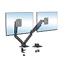 Mount-It! Full Motion Dual Monitor Mount with Spring Arms, 17" to 32", Full Motion Monitor Arm with Tilt, Rotation, Swivel, Height Adjustment, Clamp