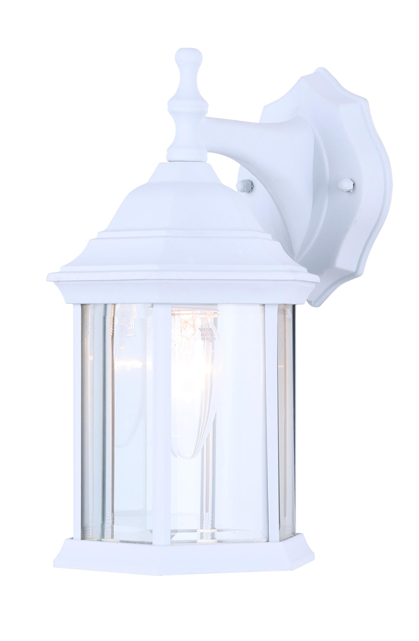 Canarm Classic 1-Light Outdoor Lantern, White Wall Mounted with Clear Beveled Glass Durable Weather-Resistant Outdoor Lighting for Patio, Porch