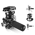 NEEWER Video Camera Tripod Pan Tilt Head with +/-15° Leveling Bowl Base, Photography Tripod Head with Retractable Handle, 1/4" Arca Type QR Plate