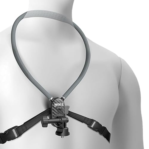 NEEWER Neck Mount Compatible with GoPro DJI Insta 360 Action Cameras, Quick Release Neck Holder with Air Cushion & Adjustable Chest Strap, Accessories