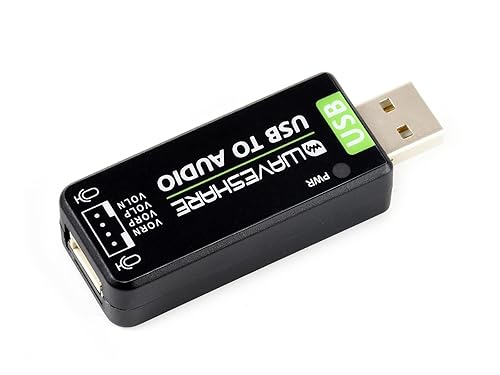 Waveshare USB Sound Card for Raspberry Pi/Jetson Nano USB Audio Module External Audio Converter Recording and Playback Support Stereo Codec Onboard