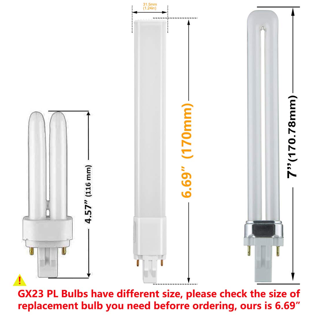 Amazing power 6W LED GX23 PL Lamp 2-Pin Base 13W CFL Replacement 6000K